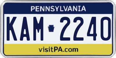 PA license plate KAM2240