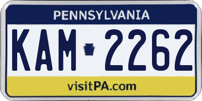 PA license plate KAM2262
