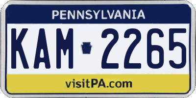 PA license plate KAM2265