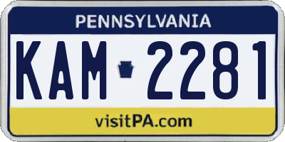 PA license plate KAM2281