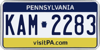 PA license plate KAM2283