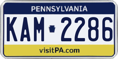 PA license plate KAM2286