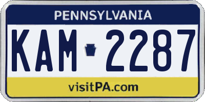 PA license plate KAM2287