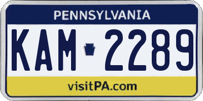 PA license plate KAM2289