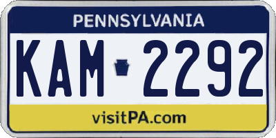 PA license plate KAM2292