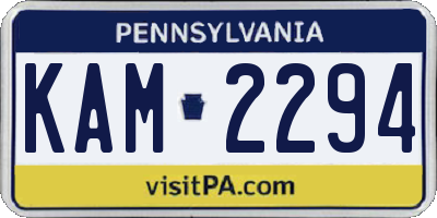 PA license plate KAM2294