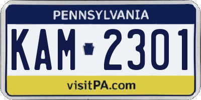 PA license plate KAM2301
