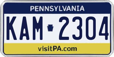 PA license plate KAM2304