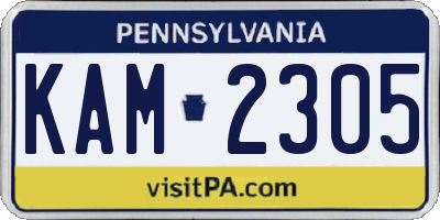 PA license plate KAM2305