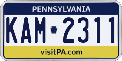 PA license plate KAM2311