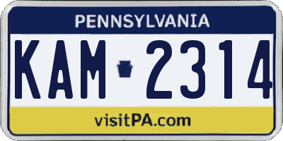 PA license plate KAM2314