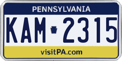 PA license plate KAM2315