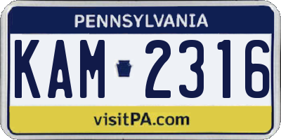 PA license plate KAM2316