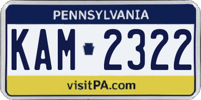 PA license plate KAM2322