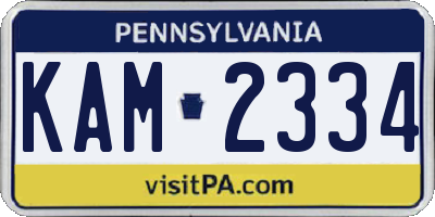 PA license plate KAM2334