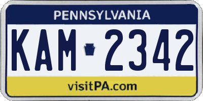 PA license plate KAM2342