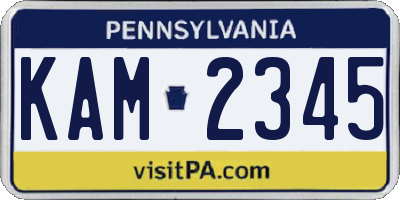 PA license plate KAM2345