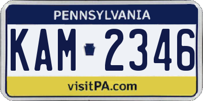PA license plate KAM2346