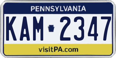PA license plate KAM2347