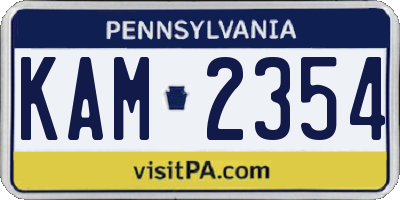 PA license plate KAM2354