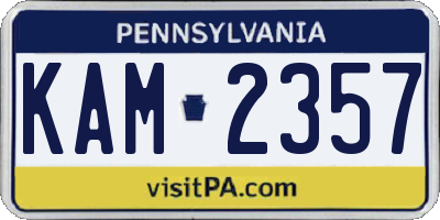 PA license plate KAM2357