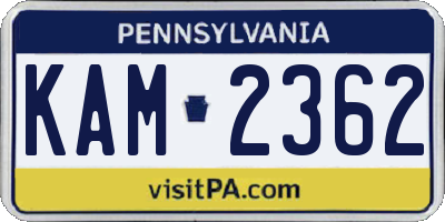 PA license plate KAM2362