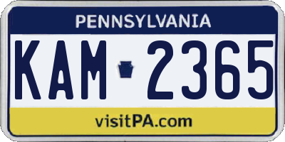 PA license plate KAM2365