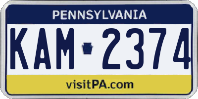 PA license plate KAM2374