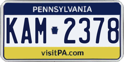 PA license plate KAM2378