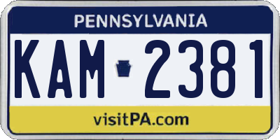 PA license plate KAM2381