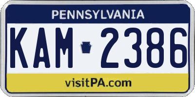 PA license plate KAM2386