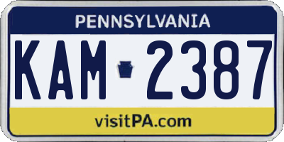 PA license plate KAM2387