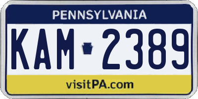 PA license plate KAM2389