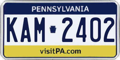 PA license plate KAM2402