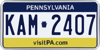 PA license plate KAM2407