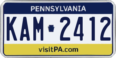 PA license plate KAM2412