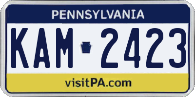 PA license plate KAM2423