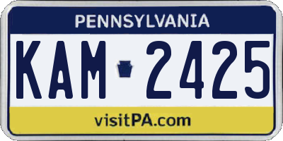 PA license plate KAM2425
