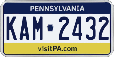 PA license plate KAM2432