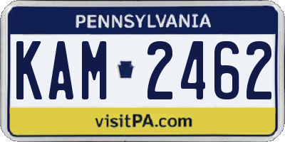 PA license plate KAM2462