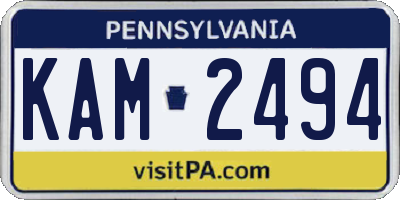 PA license plate KAM2494