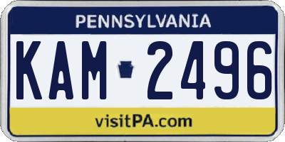 PA license plate KAM2496