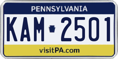 PA license plate KAM2501
