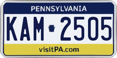 PA license plate KAM2505