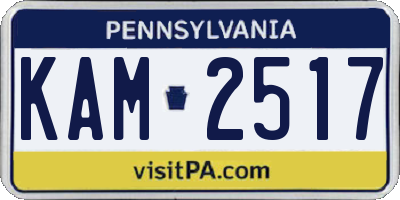 PA license plate KAM2517