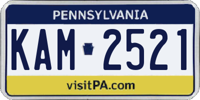 PA license plate KAM2521