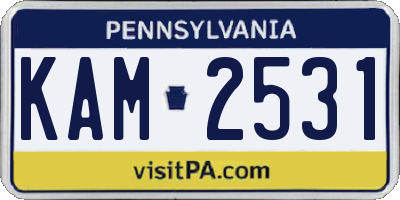 PA license plate KAM2531