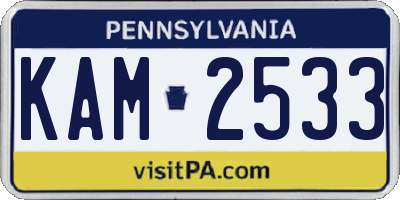 PA license plate KAM2533