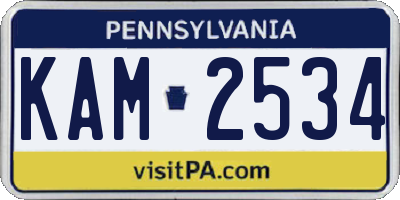 PA license plate KAM2534