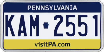 PA license plate KAM2551